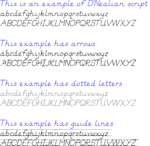 D'Nealian script examples