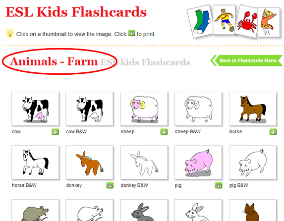 1. In eslkidstuff.com locate the flashcard set you want to use.