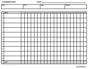 Attendance Sheet (10 names / 20 classes)