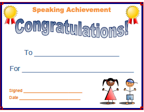 Speaking Achievement Certificate