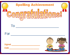 Spelling Achievement Certificate